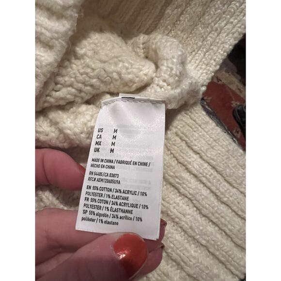 American Eagle Outfitter's Women's Medium Cream Cotton Blend Sweater Size M - Picture 4 of 6